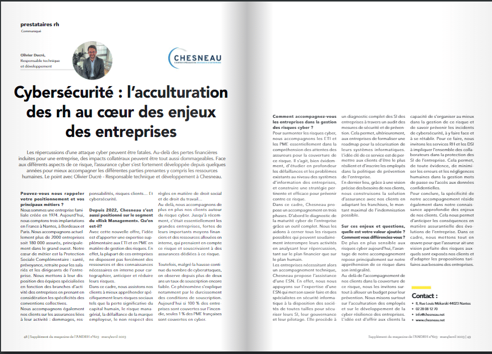 Cybersécurité - l'acculturation des RH aux enjeux de l'entreprise